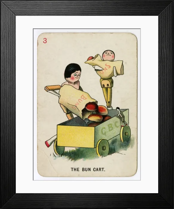 Framed Print : Florence Upton playing cards - The Bun Cart Framed Print : Florence Upton playing cards - The Bun Cart