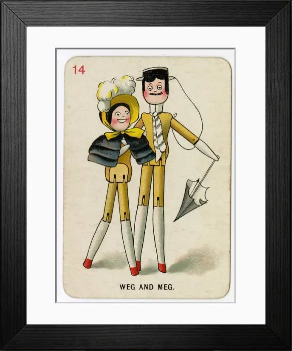 Framed Print : Florence Upton playing cards - Weg and Meg Framed Print : Florence Upton playing cards - Weg and Meg