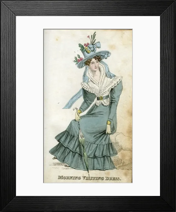 Framed Print : Elegant woman in Morning Visiting Dress Framed Print : Elegant woman in Morning Visiting Dress