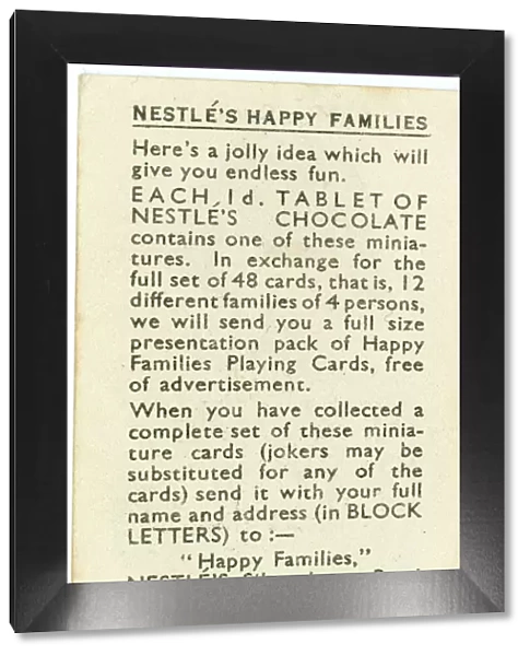 Miniature card, Nestles Happy Families