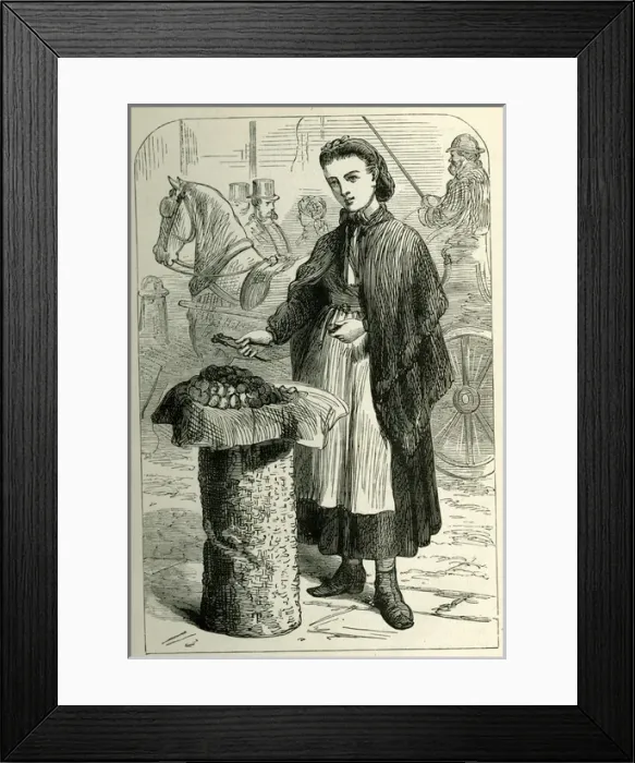 Framed Print : Occupations 1882 - young woman selling walnuts Framed Print : Occupations 1882 - young woman selling walnuts