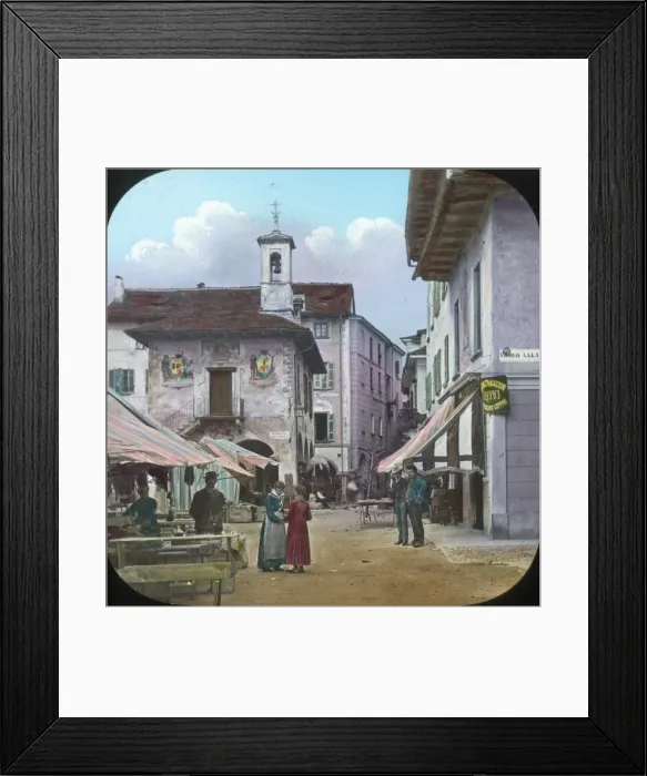 Framed Print : Italian Lakes - Market Place, Orta Framed Print : Italian Lakes - Market Place, Orta