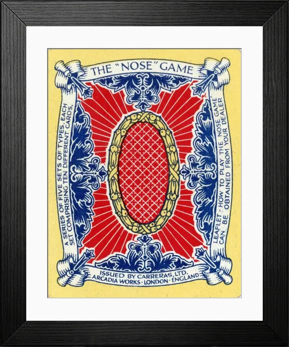 Framed Print : The Nose Game - design on back of card Framed Print : The Nose Game - design on back of card