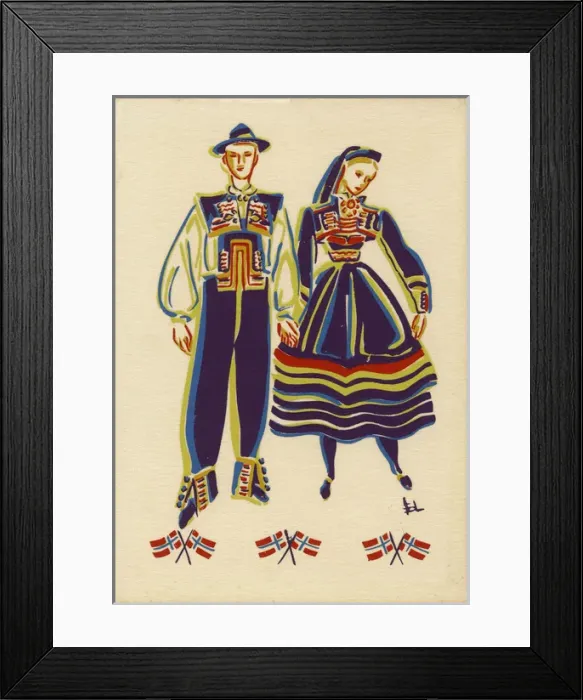 Framed Print : Setesdal, Norway - couple in traditional costume Framed Print : Setesdal, Norway - couple in traditional costume