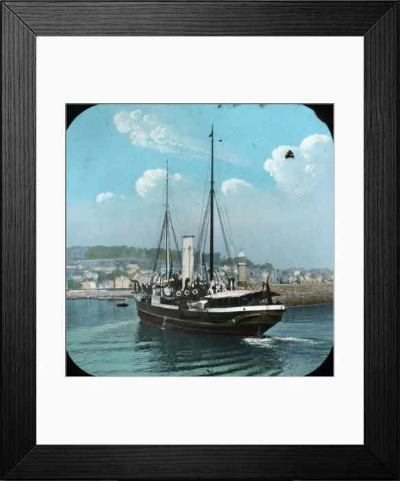 Framed Print : The Channel Islands - Steamer in Guensey Harbour Framed Print : The Channel Islands - Steamer in Guensey Harbour