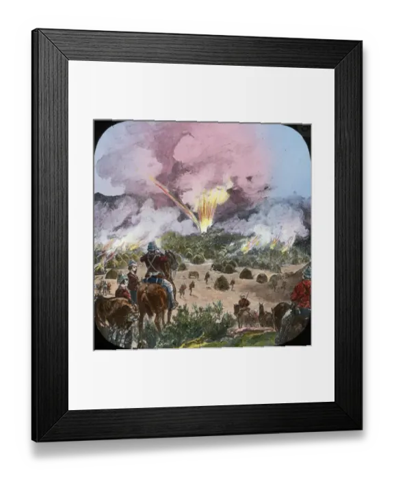 Framed Print : Mahdist War - Sudan Campaign - Tamasi burning Framed Print : Mahdist War - Sudan Campaign - Tamasi burning