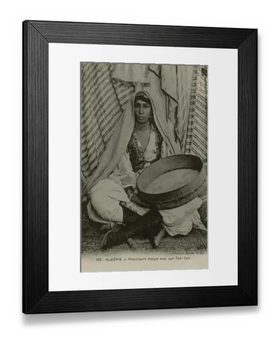 Framed Print : A Kabyle musician with her Tam-Tam. Algeria, North Africa Framed Print : A Kabyle musician with her Tam-Tam. Algeria, North Africa