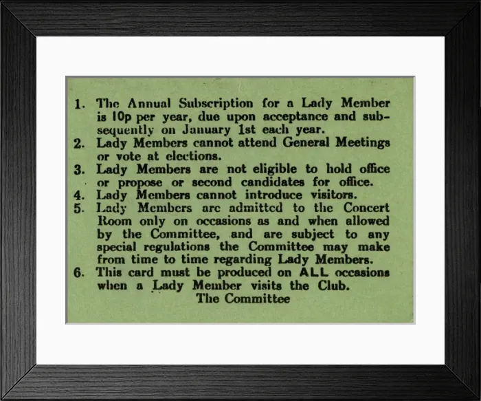 Framed Print : Lady Members conditions for membership at Working Mens Clubs Framed Print : Lady Members conditions for membership at Working Mens Clubs