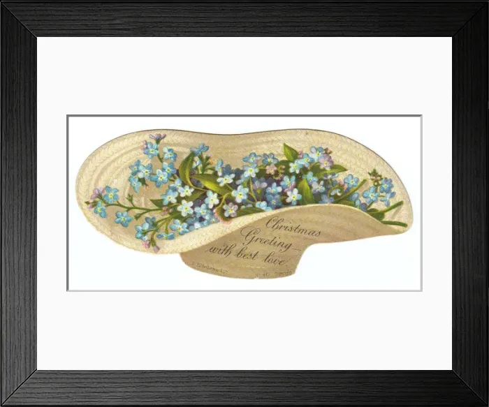 Framed Print : Christmas card in the shape of a straw hat Framed Print : Christmas card in the shape of a straw hat