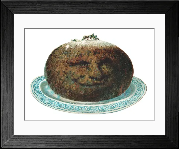 Framed Print : Christmas card in the shape of a pudding Framed Print : Christmas card in the shape of a pudding