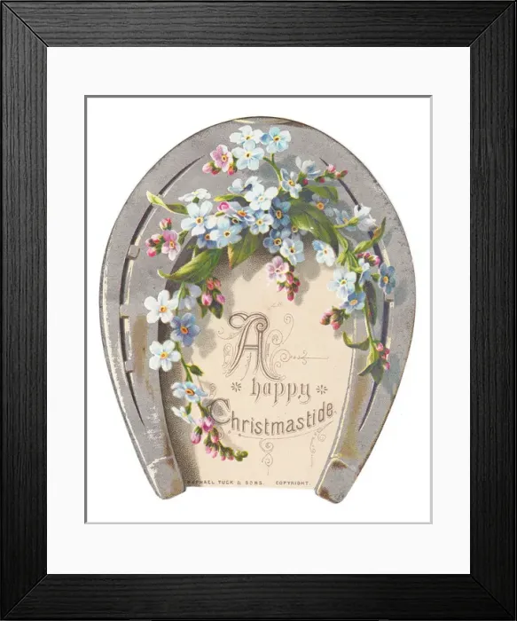 Framed Print : Forgetmenots on a horseshoe-shaped Christmas card Framed Print : Forgetmenots on a horseshoe-shaped Christmas card