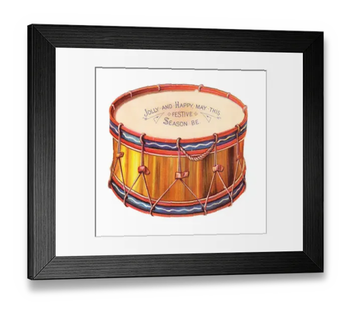 Framed Print : Christmas card in the shape of a drum Framed Print : Christmas card in the shape of a drum