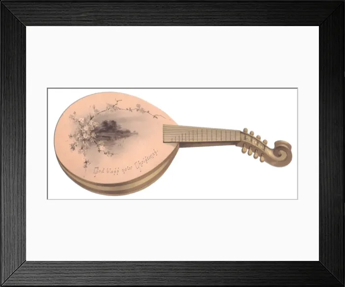 Framed Print : Christmas card in the shape of a mandolin Framed Print : Christmas card in the shape of a mandolin