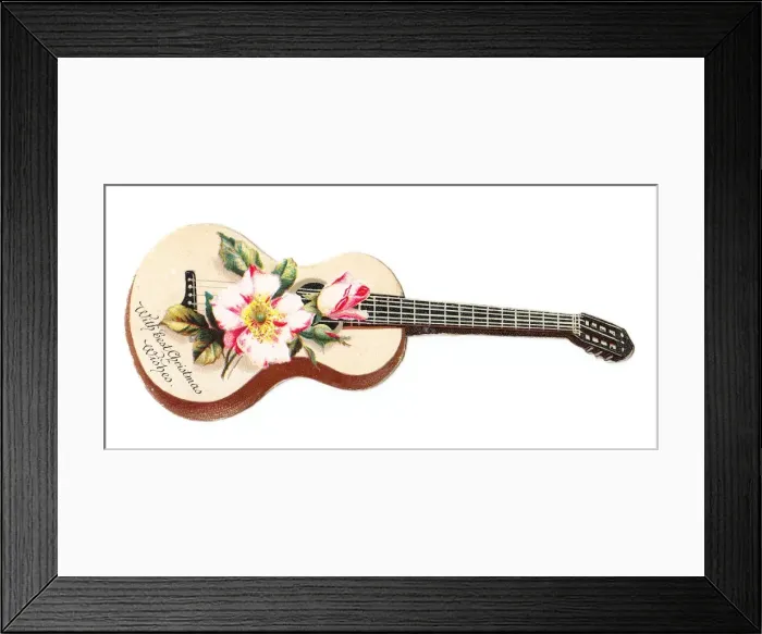Framed Print : Christmas card in the shape of a guitar Framed Print : Christmas card in the shape of a guitar
