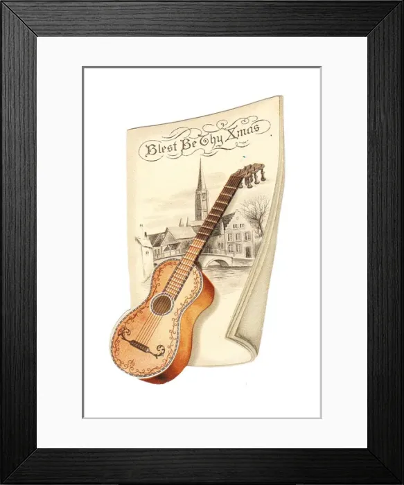 Framed Print : Christmas card in the shape of a guitar Framed Print : Christmas card in the shape of a guitar