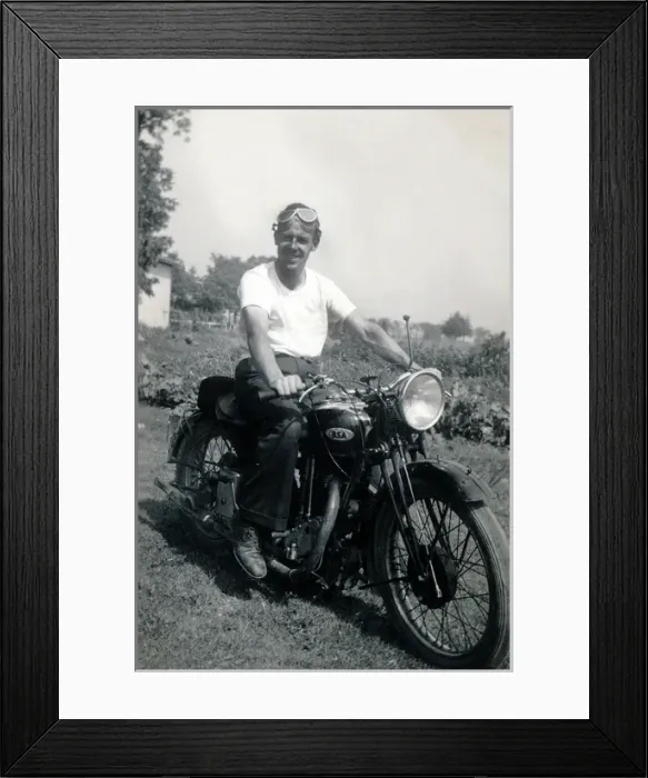 Framed Print : Man on 1936 BSA motorcycle Framed Print : Man on 1936 BSA motorcycle