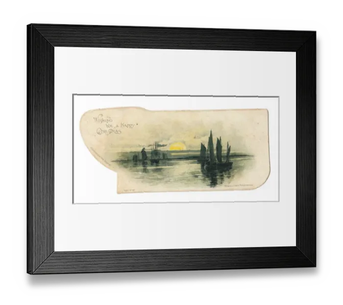 Framed Print : Christmas card in the shape of a fishing boat Framed Print : Christmas card in the shape of a fishing boat
