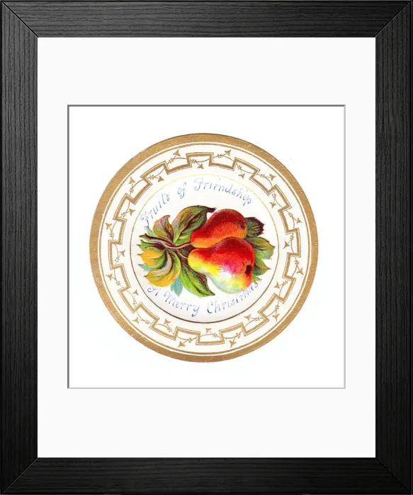 Framed Print : Pears on a circular Christmas card Framed Print : Pears on a circular Christmas card