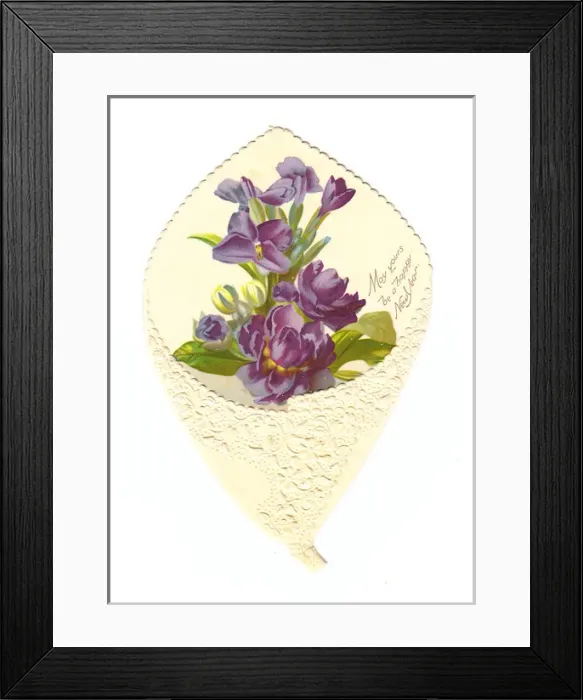 Framed Print : New Year card with purple flowers Framed Print : New Year card with purple flowers