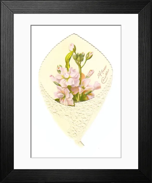 Framed Print : Christmas card with pink flowers Framed Print : Christmas card with pink flowers
