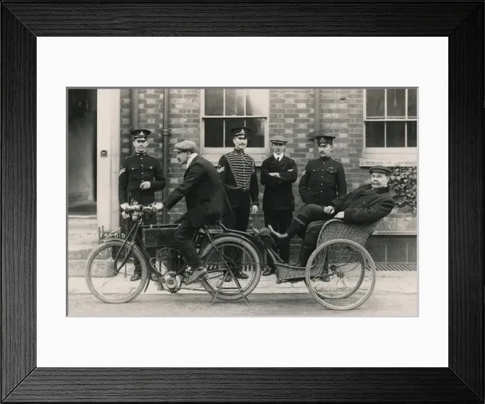 Framed Print : Uniformed gentlemen with a 1903 Matchless Experimental Framed Print : Uniformed gentlemen with a 1903 Matchless Experimental