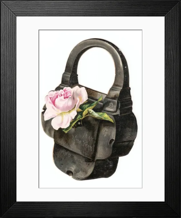 Framed Print : New Year card in the shape of a padlock Framed Print : New Year card in the shape of a padlock