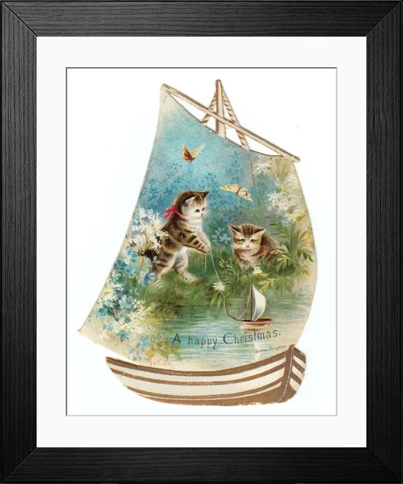 Framed Print : Christmas card in the shape of a sailing boat Framed Print : Christmas card in the shape of a sailing boat