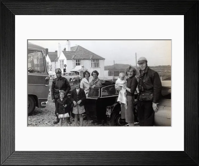 Framed Print : Bikers and families with their 1958 BSA motorcycles & sideca Framed Print : Bikers and families with their 1958 BSA motorcycles & sideca