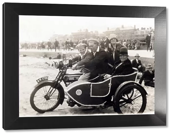 Family on 1920 Rudge Multi motorcycle & sidecar