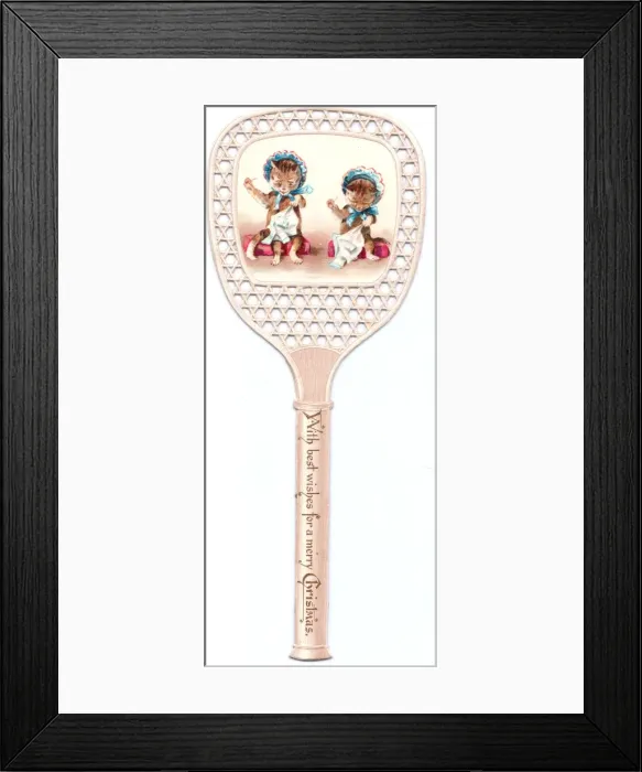 Framed Print : Two kittens sewing on a cutout Christmas card Framed Print : Two kittens sewing on a cutout Christmas card