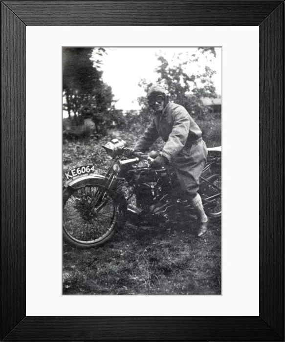 Framed Print : Freddie Barnes on a 1912 Zenith Gradua motorcycle