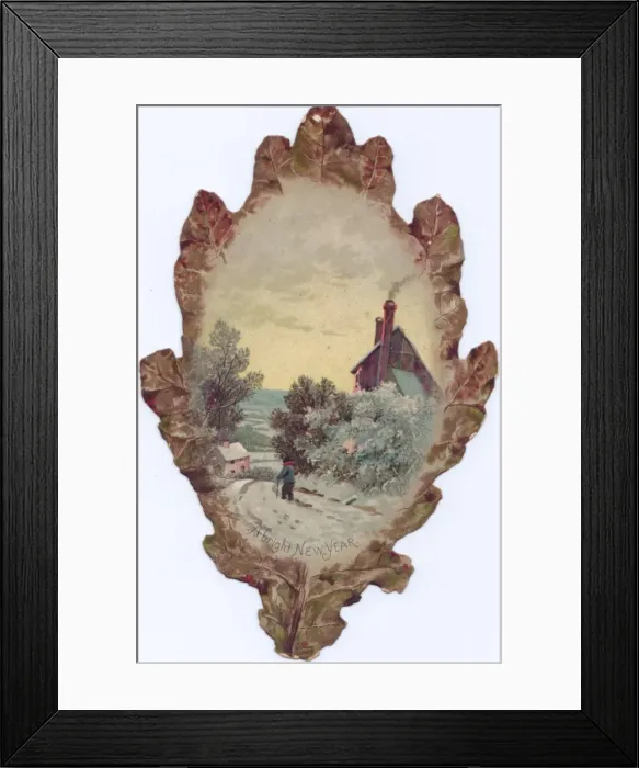 Framed Print : New Year card in the shape of an autumn leaf Framed Print : New Year card in the shape of an autumn leaf
