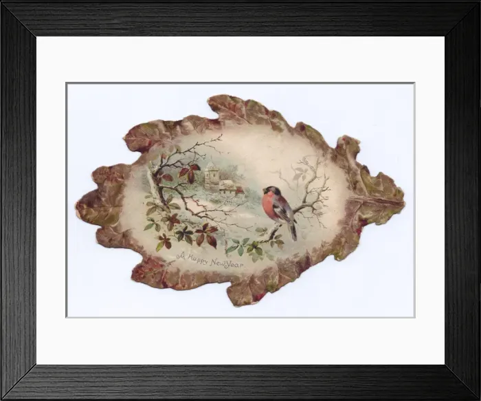 Framed Print : New Year card in the shape of an autumn leaf Framed Print : New Year card in the shape of an autumn leaf