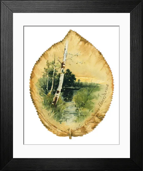 Framed Print : Christmas card in the shape of an autumn leaf Framed Print : Christmas card in the shape of an autumn leaf