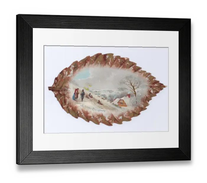 Framed Print : Christmas card in the shape of an autumn leaf Framed Print : Christmas card in the shape of an autumn leaf