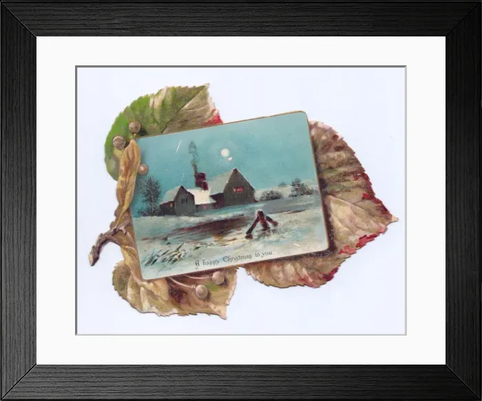 Framed Print : Christmas card in the shape of an autumn leaf Framed Print : Christmas card in the shape of an autumn leaf