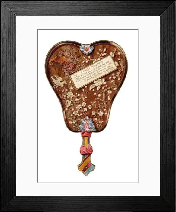 Framed Print : Christmas card in the shape of a hand mirror Framed Print : Christmas card in the shape of a hand mirror