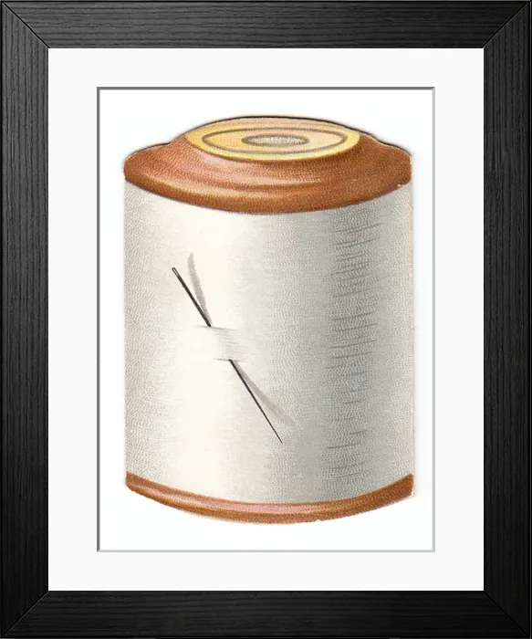 Framed Print : Greetings card in the shape of a reel of cotton Framed Print : Greetings card in the shape of a reel of cotton