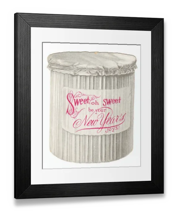 Framed Print : New Year card in the shape of a jam pot Framed Print : New Year card in the shape of a jam pot