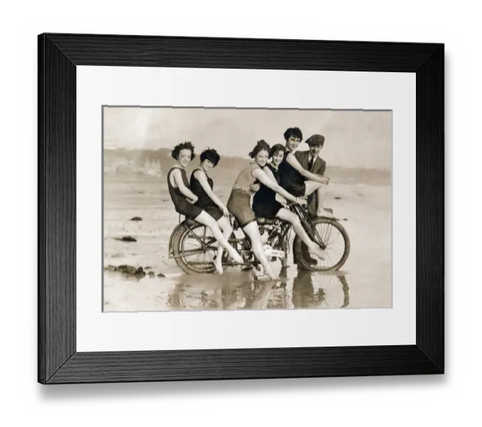 Framed Print : Young ladies sitting on a 1912 B. A. T. motorcycle Framed Print : Young ladies sitting on a 1912 B. A. T. motorcycle