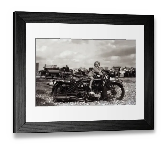Framed Print : Boy on a 1924 Coventry Eagle motorcycle Framed Print : Boy on a 1924 Coventry Eagle motorcycle
