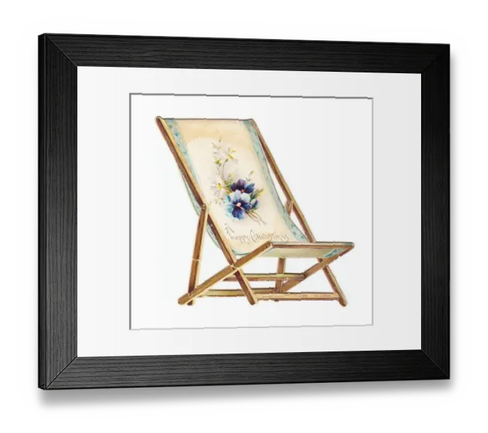 Framed Print : Cutout Christmas card in the shape of a deckchair Framed Print : Cutout Christmas card in the shape of a deckchair