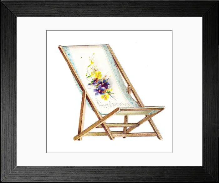 Framed Print : Cutout Christmas card in the shape of a deckchair Framed Print : Cutout Christmas card in the shape of a deckchair