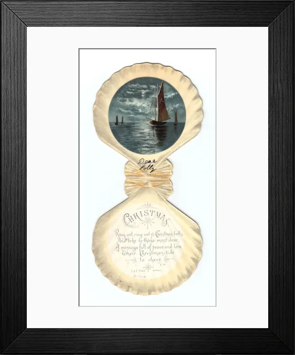 Framed Print : Christmas card in the shape of a shell Framed Print : Christmas card in the shape of a shell