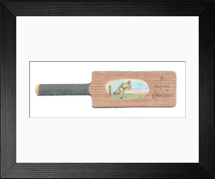 Framed Print : Christmas card in the shape of a cricket bat Framed Print : Christmas card in the shape of a cricket bat