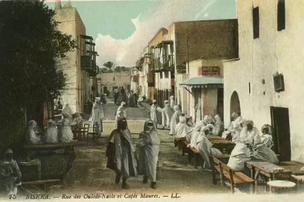 Rue des Ouleds-Naדּand Moorish cafes, Biskra