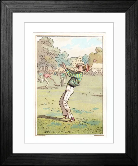 Framed Print : Boys playing cricket on a greetings card Framed Print : Boys playing cricket on a greetings card