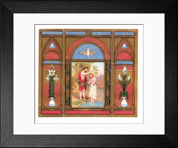 Framed Print : Religious scene on a devotional Christmas card Framed Print : Religious scene on a devotional Christmas card