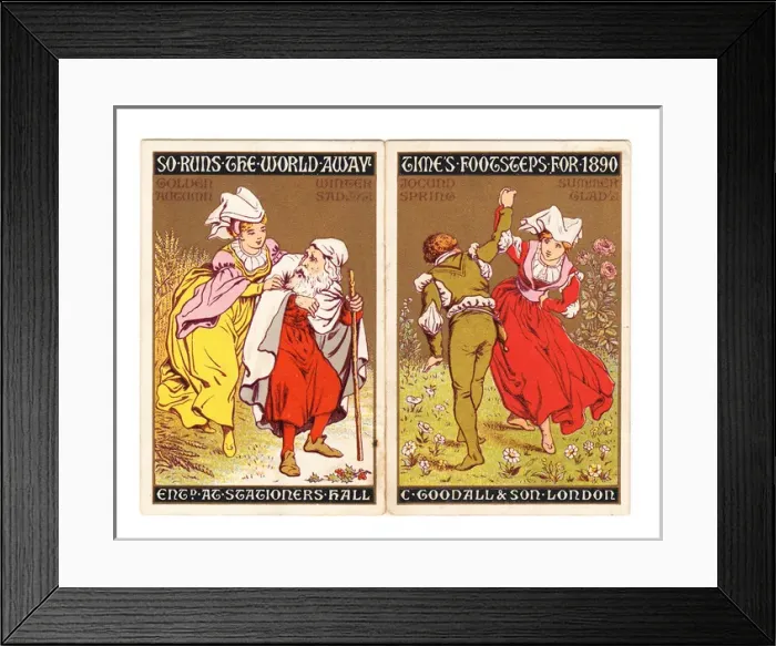 Framed Print : Front and back covers of booklet, Times Footsteps for 1890 Framed Print : Front and back covers of booklet, Times Footsteps for 1890
