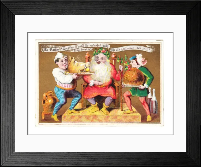 Framed Print : Father Christmas on a medieval style Christmas card Framed Print : Father Christmas on a medieval style Christmas card